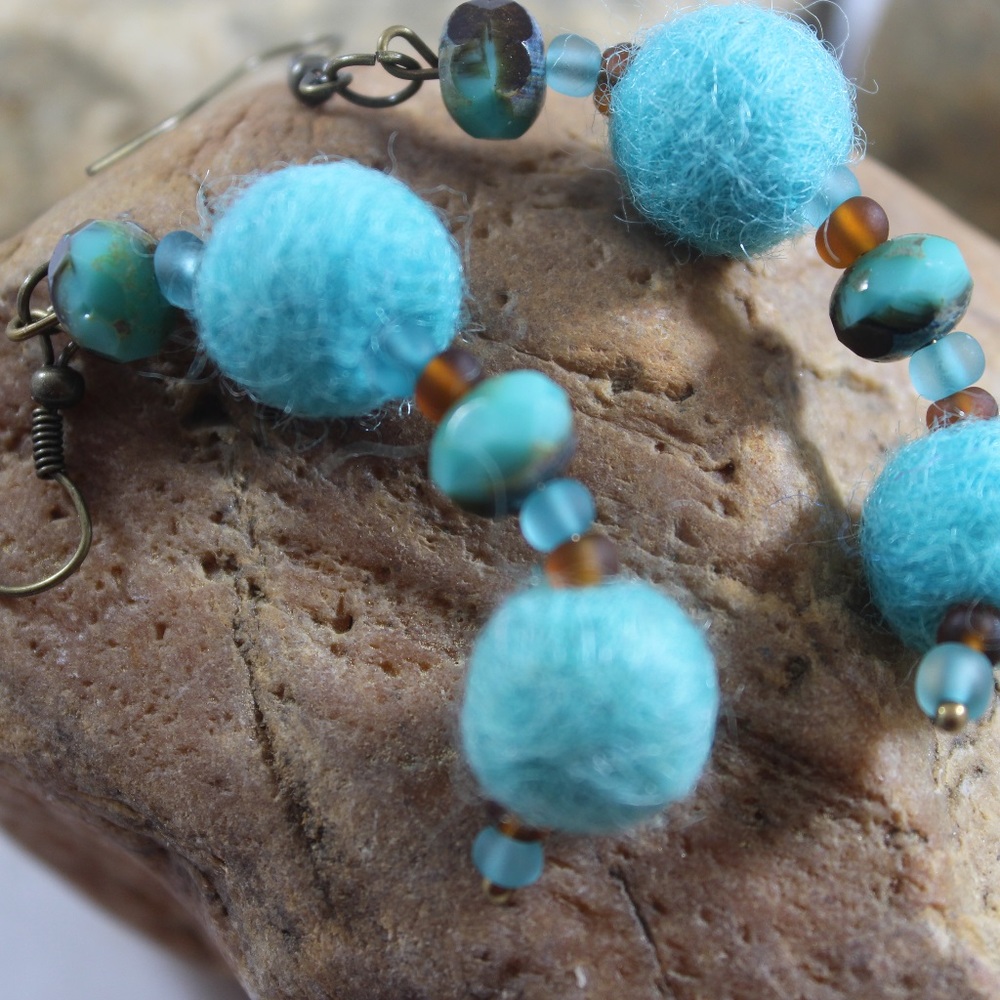 Handmade felt ball earrings